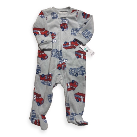 Carter's Other - Carter's Gray and Red Fire Truck Sleeper with Feet NWT Size 6 months